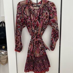 Zara Red and Pink Ruffled Tie Front Sundress